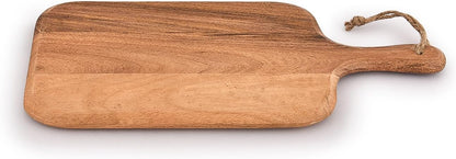 Acacia Wood Cutting Board, for Meat, Cheese, Bread, Vegetables & Fruits, with Grip Handle (15" x 7")