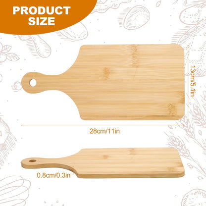 30 Pcs Wood Cutting Board Bulk with Handle 11" x 5" Mini Cutting Boards Bulk Mini Charcuterie Boards Bulk Laser Engraving Serving Tray Bulk for DIY Wedding Housewarming Gift Cooking Decor (Bamboo)
