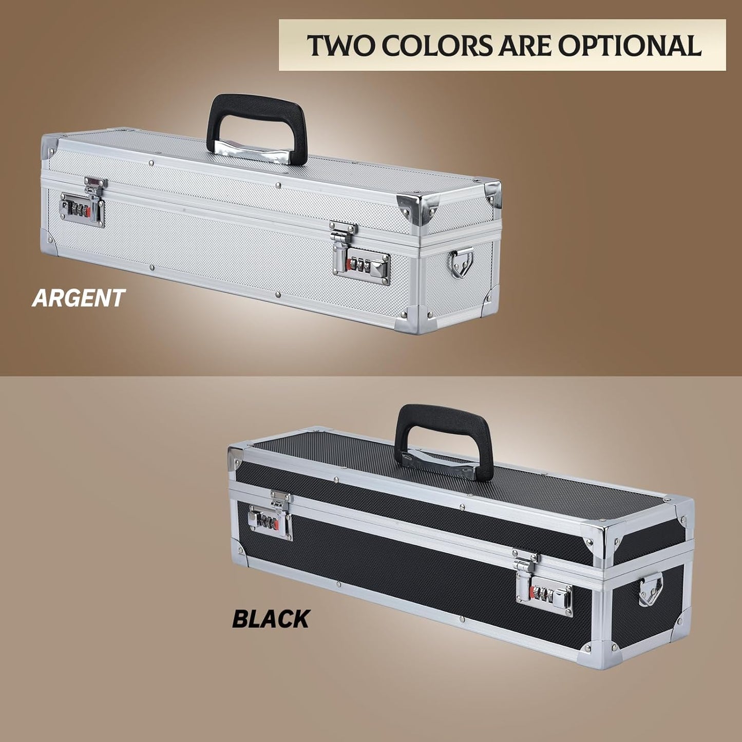 Chef’s Knife Case Aluminum Hard Case with Dual Combination Locks Cultery Carrier Portable Knife Organizer Block Holders Protectors With 8 Slots Can Hold Home Pure Black
