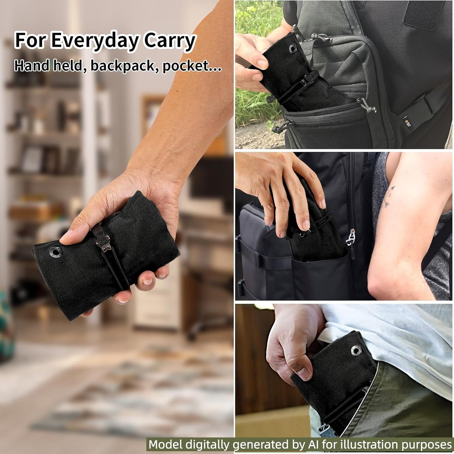 Pocket Knife Roll, Pocket Knife Storage with 6 Slots for Olight Small Tool Roll, Mini EDC Pouch, Tactical Multifunctional Storage Bag