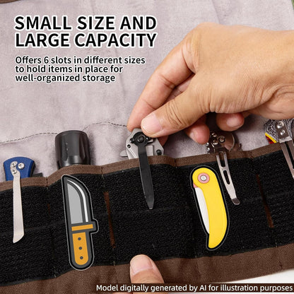 Pocket Knife Roll, Pocket Knife Storage with 6 Slots for Olight Small Tool Roll, Mini EDC Pouch, Tactical Multifunctional Storage Bag