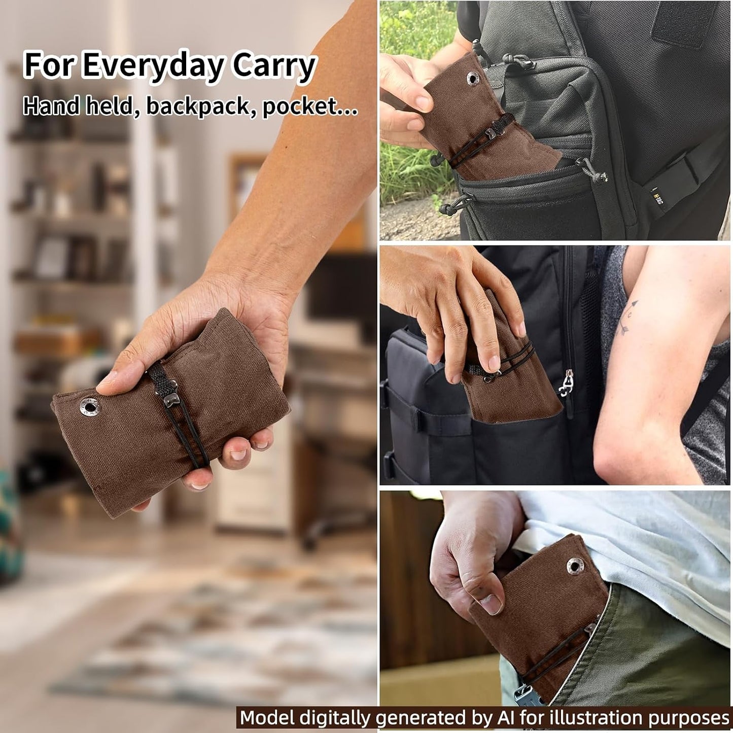Pocket Knife Roll, Pocket Knife Storage with 6 Slots for Olight Small Tool Roll, Mini EDC Pouch, Tactical Multifunctional Storage Bag