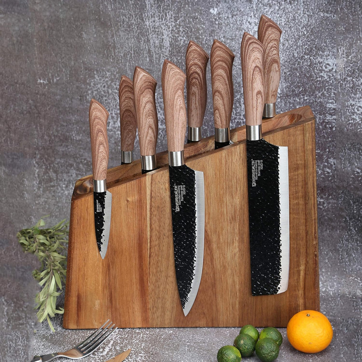 Resafy Magnetic Knife Wooden Block Knife Display Holder Rack Double Side Magnetic Stands with Strong Enhanced Magnets Kinves Strip Magnetic Knife Holder