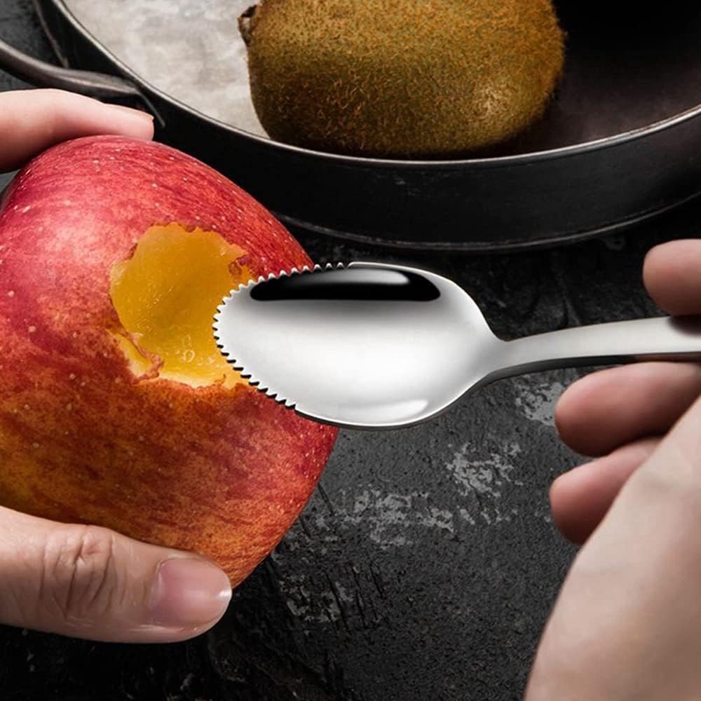 Grapefruit Spoons 5 Pieces Set, 4 Stainless Steel Grapefruit Spoon and 1 Grapefruit Knife with Serrated Edge, Grapefruit Utensil Tool for Kiwi, Dessert, Apple, Citrus