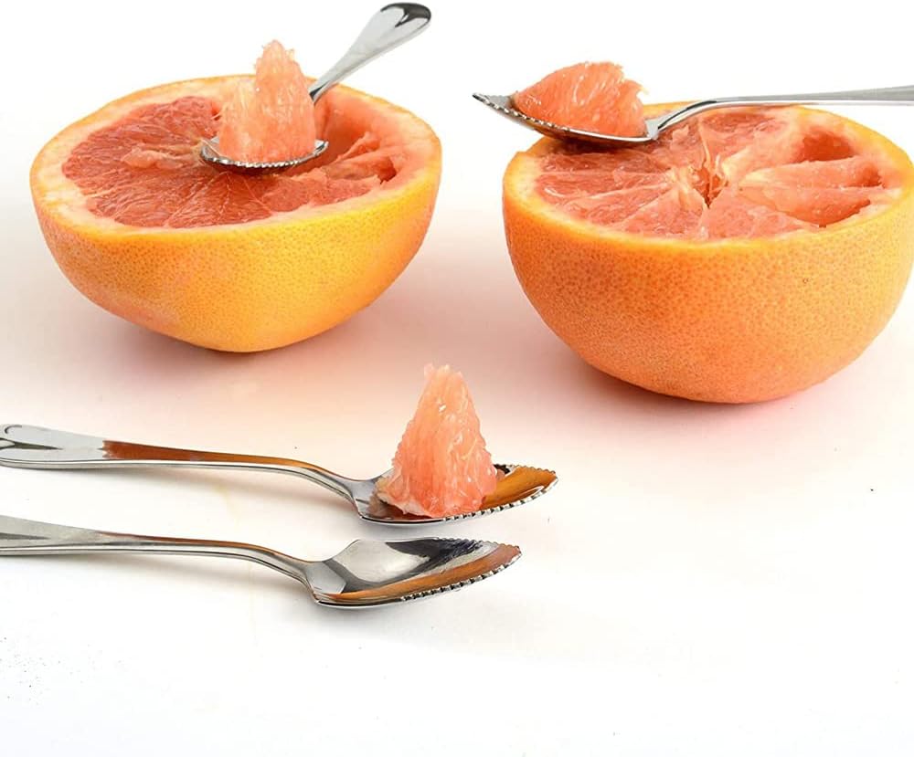 Grapefruit Spoons 5 Pieces Set, 4 Stainless Steel Grapefruit Spoon and 1 Grapefruit Knife with Serrated Edge, Grapefruit Utensil Tool for Kiwi, Dessert, Apple, Citrus