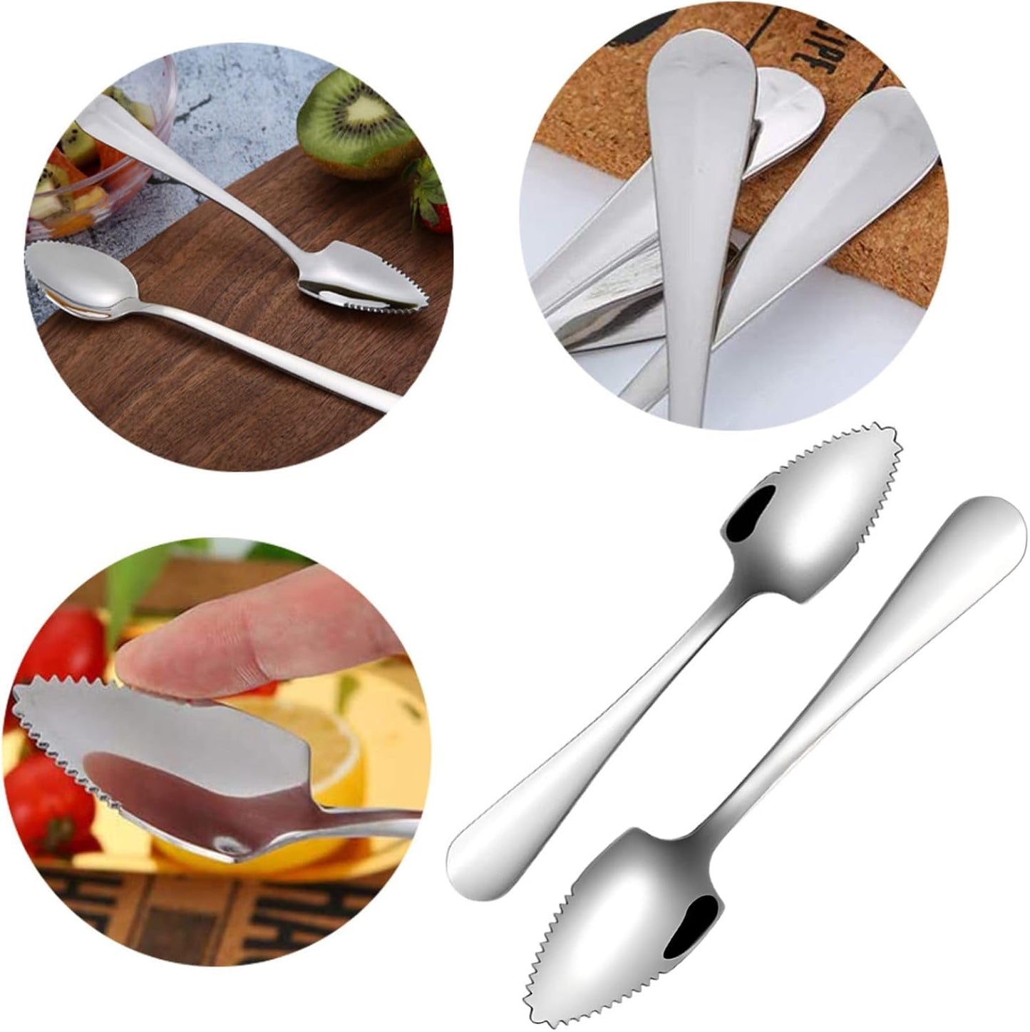 Grapefruit Spoons 5 Pieces Set, 4 Stainless Steel Grapefruit Spoon and 1 Grapefruit Knife with Serrated Edge, Grapefruit Utensil Tool for Kiwi, Dessert, Apple, Citrus