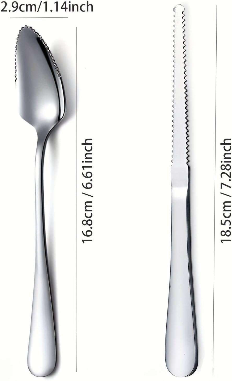 Grapefruit Spoons 5 Pieces Set, 4 Stainless Steel Grapefruit Spoon and 1 Grapefruit Knife with Serrated Edge, Grapefruit Utensil Tool for Kiwi, Dessert, Apple, Citrus