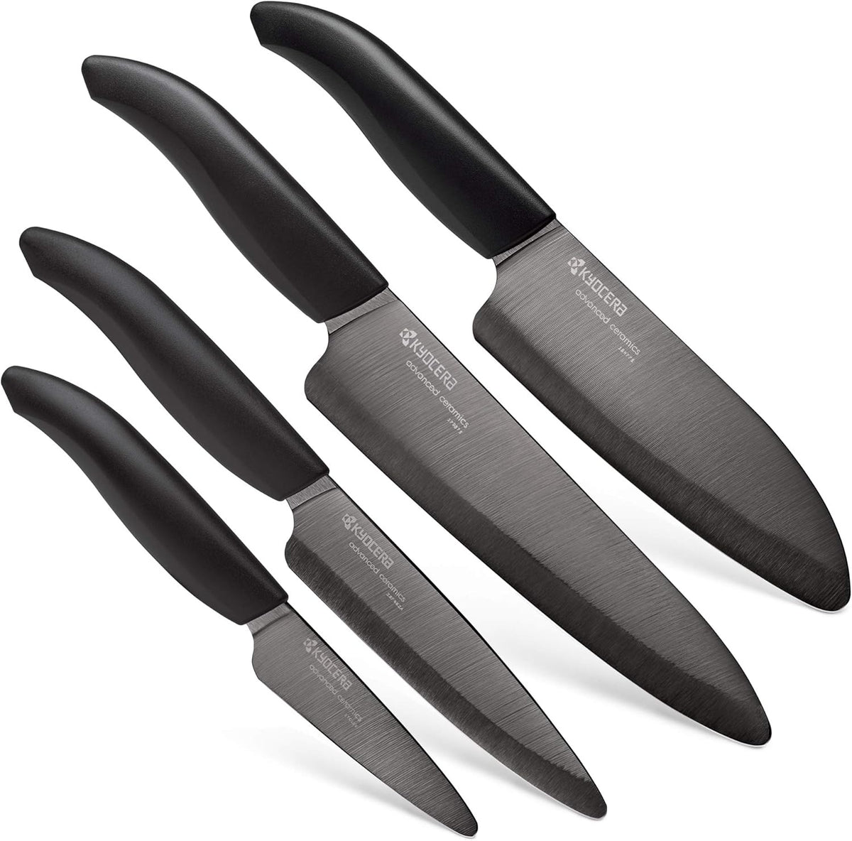 ’s Revolution 4-Piece Ceramic Knife Set: Chef Knife For Your Cooking Needs, Includes 6"Chef's Santoku, 5.5" Santoku, 4.5" Utility & 3" Paring Knives, Black