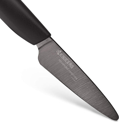 ’s Revolution 4-Piece Ceramic Knife Set: Chef Knife For Your Cooking Needs, Includes 6"Chef's Santoku, 5.5" Santoku, 4.5" Utility & 3" Paring Knives, Black