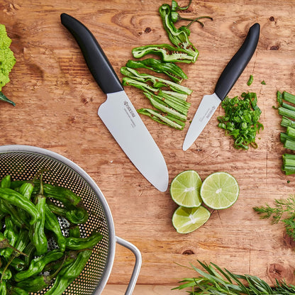 ’s Revolution 4-Piece Ceramic Knife Set: Chef Knife For Your Cooking Needs, Includes 6"Chef's Santoku, 5.5" Santoku, 4.5" Utility & 3" Paring Knives, Black