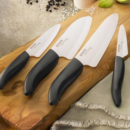 ’s Revolution 4-Piece Ceramic Knife Set: Chef Knife For Your Cooking Needs, Includes 6"Chef's Santoku, 5.5" Santoku, 4.5" Utility & 3" Paring Knives, Black