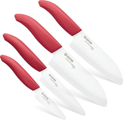 ’s Revolution 4-Piece Ceramic Knife Set: Chef Knife For Your Cooking Needs, Includes 6"Chef's Santoku, 5.5" Santoku, 4.5" Utility & 3" Paring Knives, Black