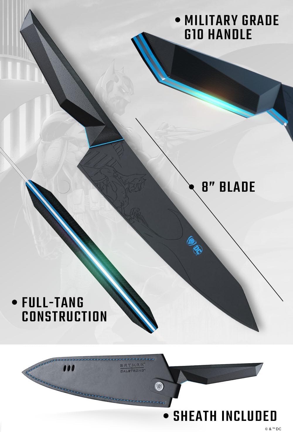 8" Chef Knife - Batman™ Official Shadow Black DC Edition