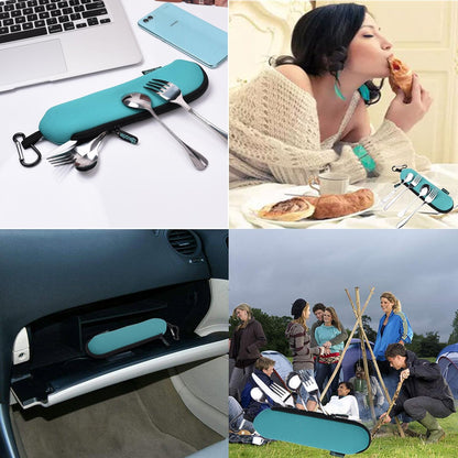 Neoprene Flatware Tableware Bag 3mm Thick Collapsible Cutlery Pouch for Travel Cutlery Set Utensil Set (Not included cutlery)