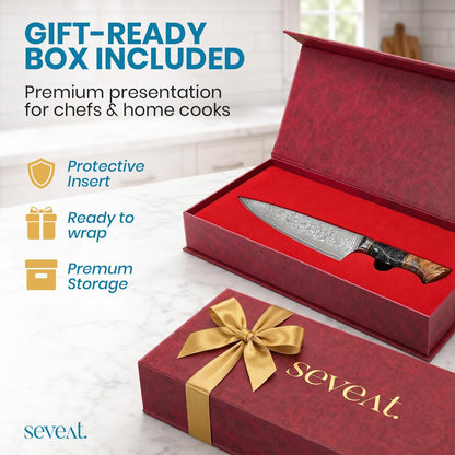 Damascus Kitchen Knife Set | 67-Layer Damascus Steel | Professional Japanese Chef Knife Set | Ergonomic Wood & Resin Handle | Gift Box Included (Black, 5-Piece Set)