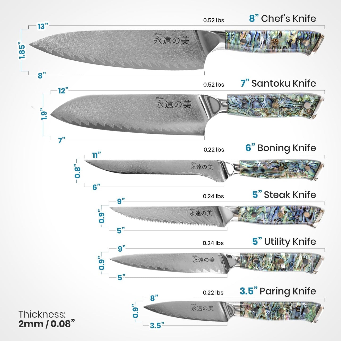 Damascus Kitchen Knife Set | 67-Layer Damascus Steel | Professional Japanese Chef Knife Set | Ergonomic Wood & Resin Handle | Gift Box Included (Black, 5-Piece Set)