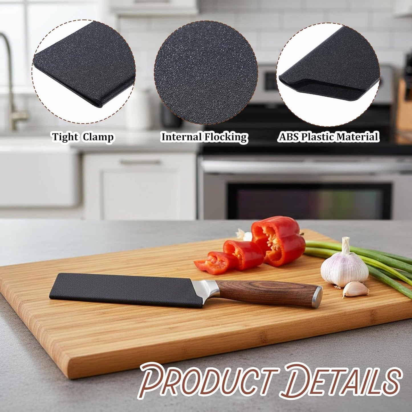 8 Inch Chef Knife Sheath, Black ABS Kitchen Knife Cover Sleeves with Felt Lining, Universal Blade Edge Guard Protector for 6-8 Inch Knives Sleeves Home Kitchen
