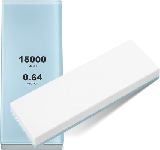 15000# Glass Whetstone Knife Sharpening Stone 2 3/4" W x 8 3/4" L Sharpening Stone Whetstone Grit Single Side 0.2" Thick Wet Honing Knife Sharpener Oilstone for Straight Razors Plane Blades
