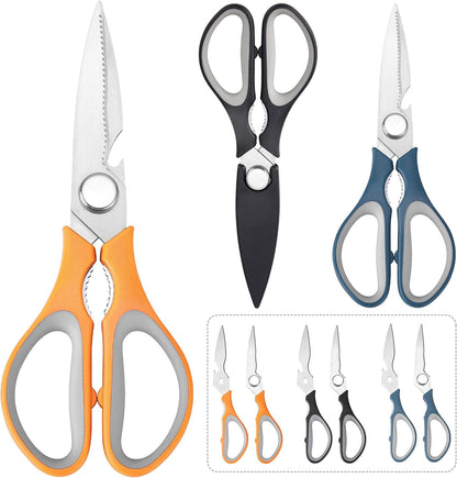3-Color Kitchen Scissors Poultry Shears Dishwasher Safe, Come Apart Sharp Stainless Steel Cooking Food Scissors for Cutting Meat, Chicken, Vegetable, Fish