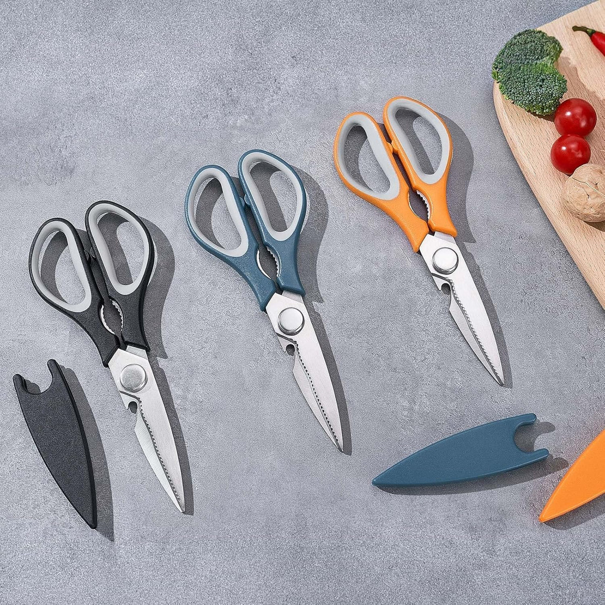 3-Color Kitchen Scissors Poultry Shears Dishwasher Safe, Come Apart Sharp Stainless Steel Cooking Food Scissors for Cutting Meat, Chicken, Vegetable, Fish