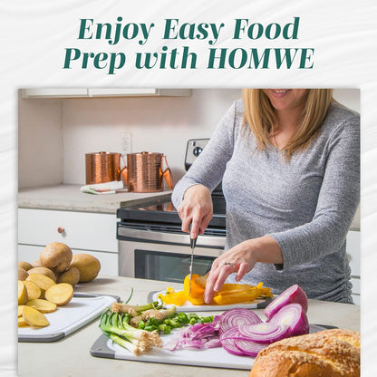 Cutting Boards for Kitchen - BPA-Free Chopping Board - Different Sizes & Non Slip Handles - Reversible, Large Cutting Board Set - Unique Gifts for Cooks Who Have Everything - 3-Pack Gray