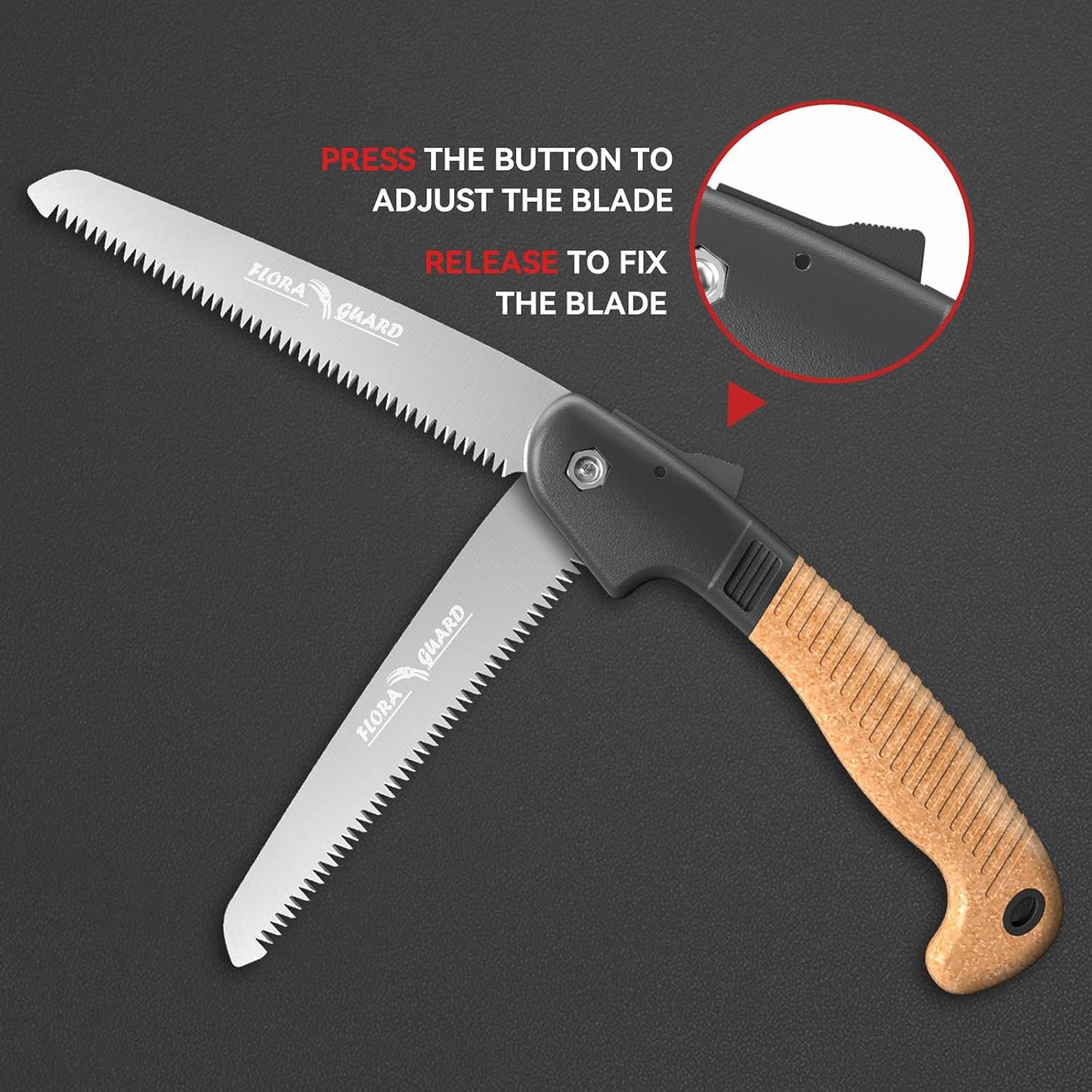 7.7-Inch Folding Hand Saw, Pruning Saw with Trible-Cut Razor Teeth for Wood Cutting, Tree Trimming, Professional Camping Gardening Tools (Orange)