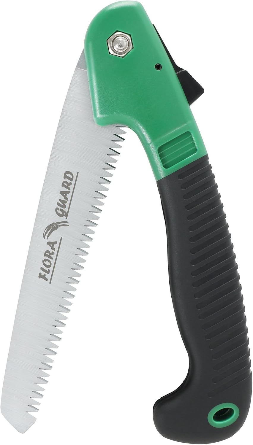 7.7-Inch Folding Hand Saw, Pruning Saw with Trible-Cut Razor Teeth for Wood Cutting, Tree Trimming, Professional Camping Gardening Tools (Orange)