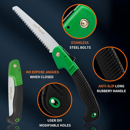 7.7-Inch Folding Hand Saw, Pruning Saw with Trible-Cut Razor Teeth for Wood Cutting, Tree Trimming, Professional Camping Gardening Tools (Orange)