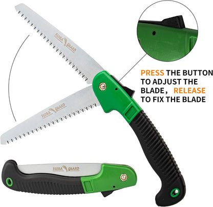 7.7-Inch Folding Hand Saw, Pruning Saw with Trible-Cut Razor Teeth for Wood Cutting, Tree Trimming, Professional Camping Gardening Tools (Orange)