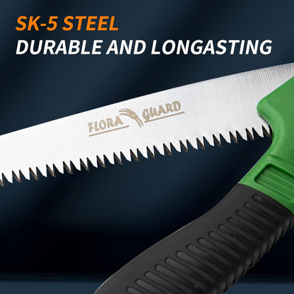 7.7-Inch Folding Hand Saw, Pruning Saw with Trible-Cut Razor Teeth for Wood Cutting, Tree Trimming, Professional Camping Gardening Tools (Orange)