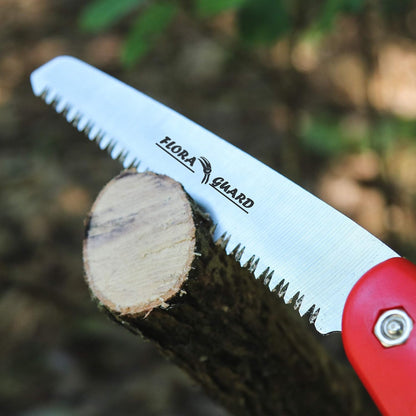 7.7-Inch Folding Hand Saw, Pruning Saw with Trible-Cut Razor Teeth for Wood Cutting, Tree Trimming, Professional Camping Gardening Tools (Orange)