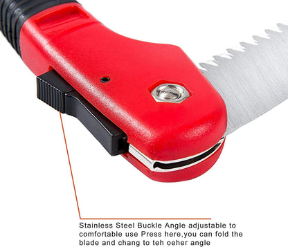 7.7-Inch Folding Hand Saw, Pruning Saw with Trible-Cut Razor Teeth for Wood Cutting, Tree Trimming, Professional Camping Gardening Tools (Orange)