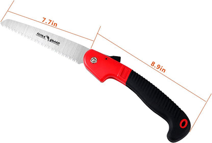 7.7-Inch Folding Hand Saw, Pruning Saw with Trible-Cut Razor Teeth for Wood Cutting, Tree Trimming, Professional Camping Gardening Tools (Orange)