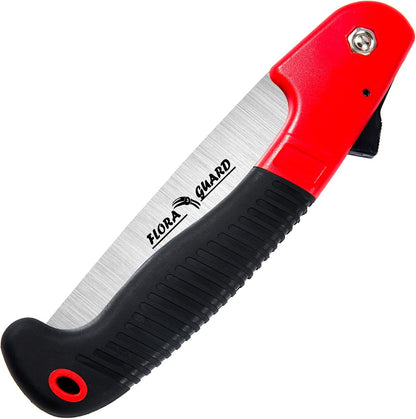 7.7-Inch Folding Hand Saw, Pruning Saw with Trible-Cut Razor Teeth for Wood Cutting, Tree Trimming, Professional Camping Gardening Tools (Orange)