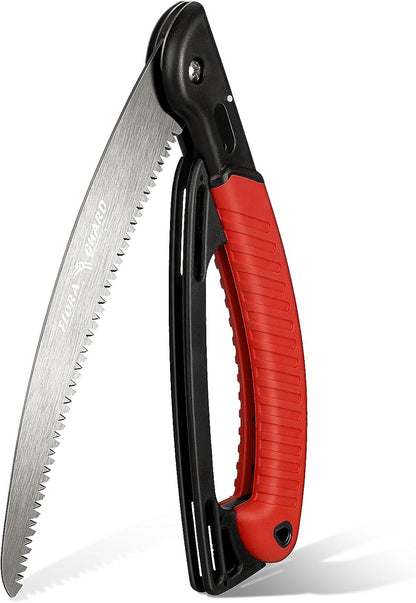7.7-Inch Folding Hand Saw, Pruning Saw with Trible-Cut Razor Teeth for Wood Cutting, Tree Trimming, Professional Camping Gardening Tools (Orange)