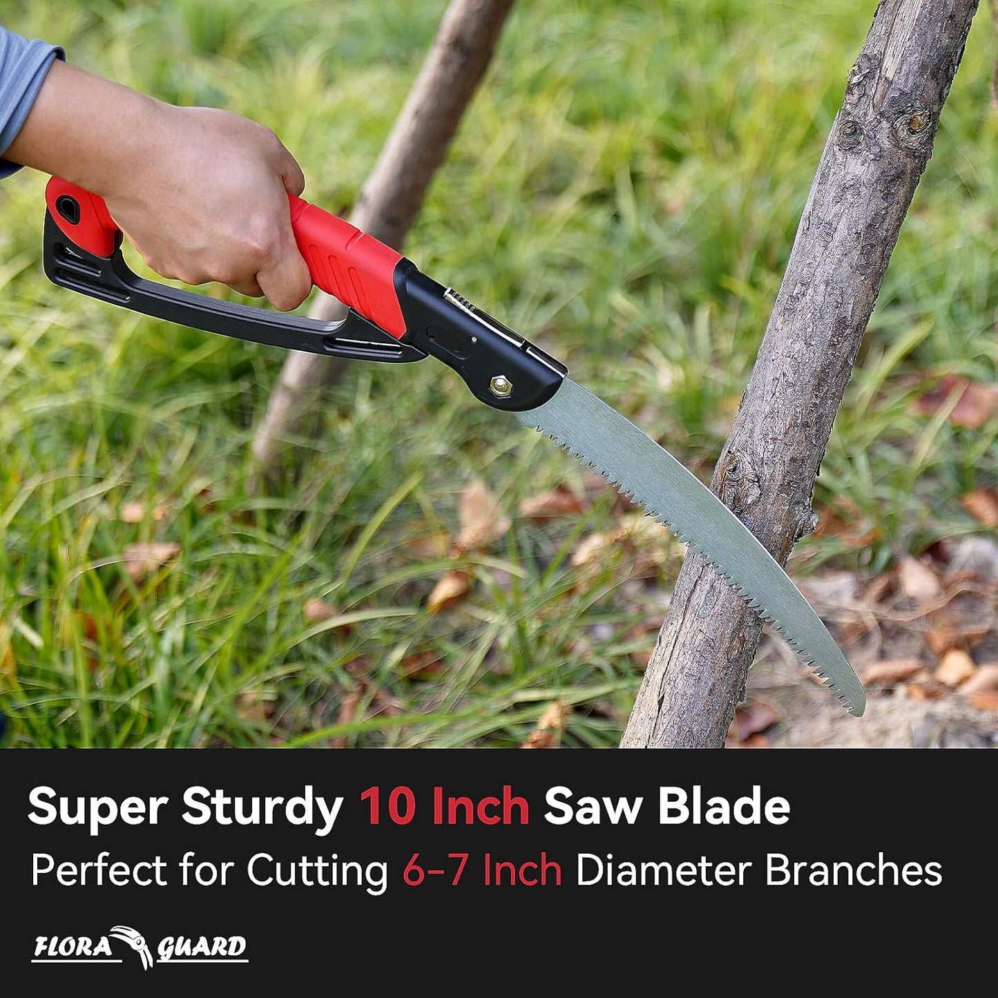 7.7-Inch Folding Hand Saw, Pruning Saw with Trible-Cut Razor Teeth for Wood Cutting, Tree Trimming, Professional Camping Gardening Tools (Orange)