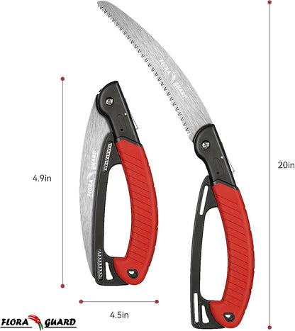 7.7-Inch Folding Hand Saw, Pruning Saw with Trible-Cut Razor Teeth for Wood Cutting, Tree Trimming, Professional Camping Gardening Tools (Orange)