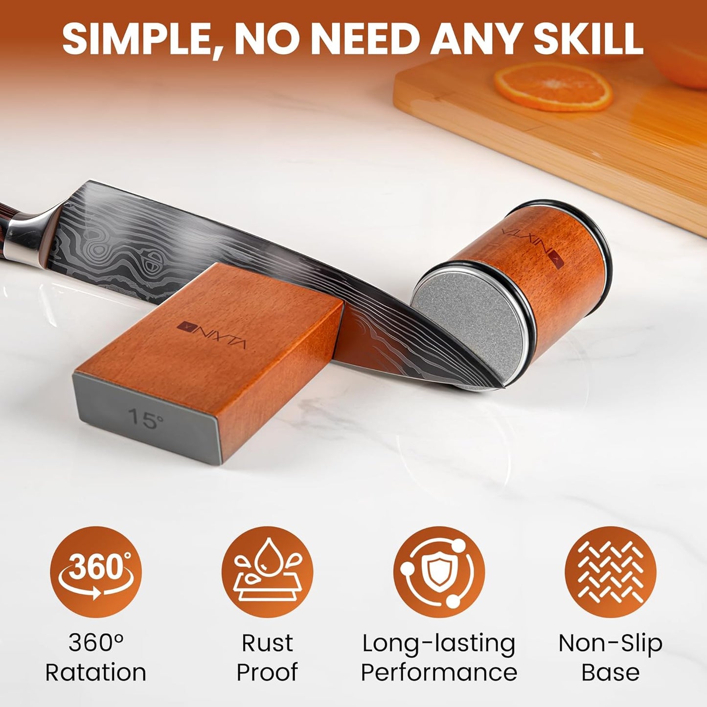 Rolling Knife Sharpener Kit – 3-Stage Manual Knife Sharpener for Kitchen, Chef & Serrated Knives – Knives Sharpener with Non-Slip Base – Knife Sharpening Kit