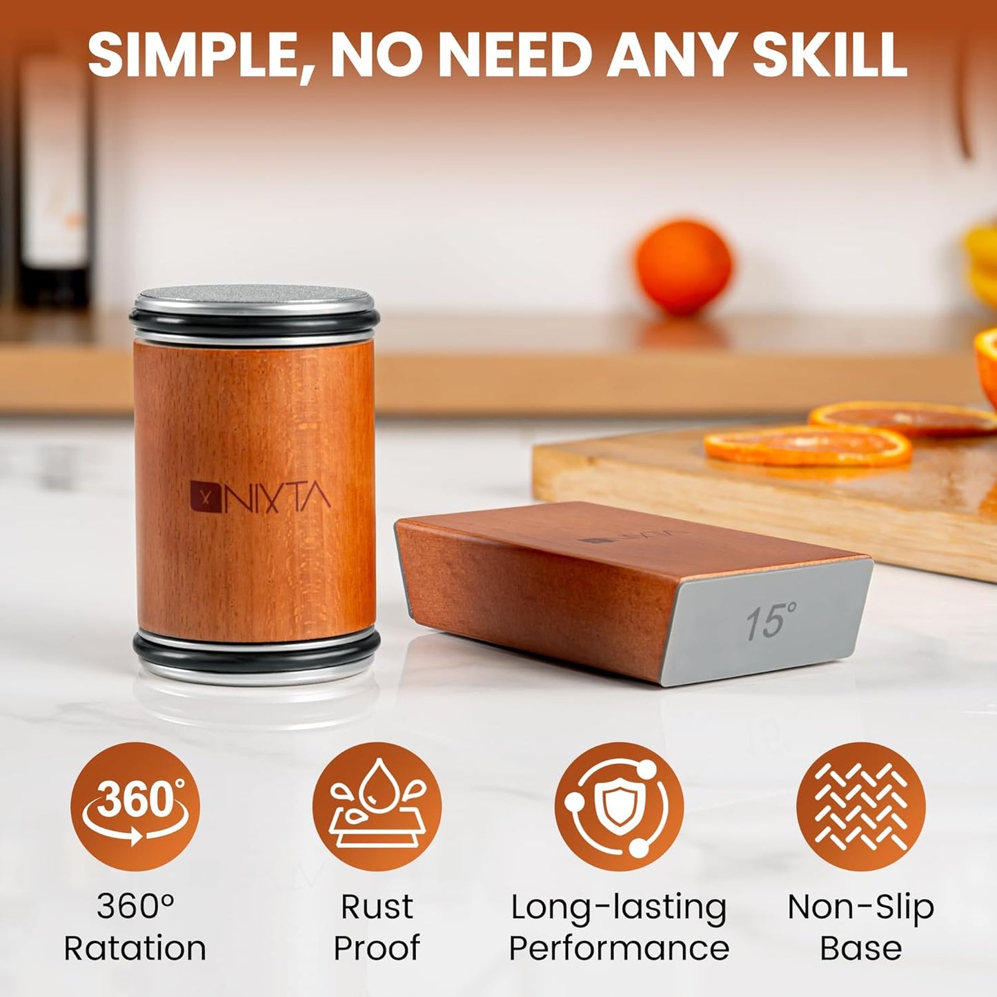 Rolling Knife Sharpener Kit – 3-Stage Manual Knife Sharpener for Kitchen, Chef & Serrated Knives – Knives Sharpener with Non-Slip Base – Knife Sharpening Kit