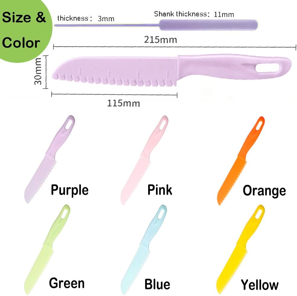 6 Pieces Plastic Fruit Knife: Food-Grade, Kid Kitchen Knife Set Safe