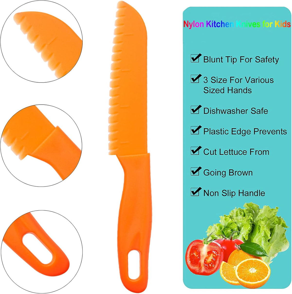 6 Pieces Plastic Fruit Knife: Food-Grade, Kid Kitchen Knife Set Safe