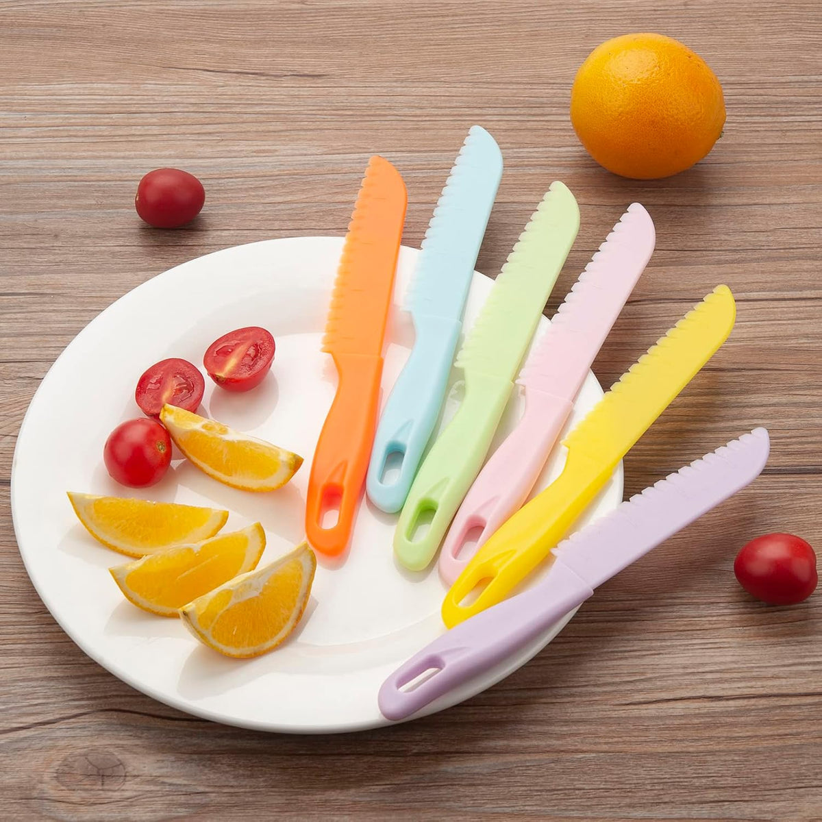 6 Pieces Plastic Fruit Knife: Food-Grade, Kid Kitchen Knife Set Safe