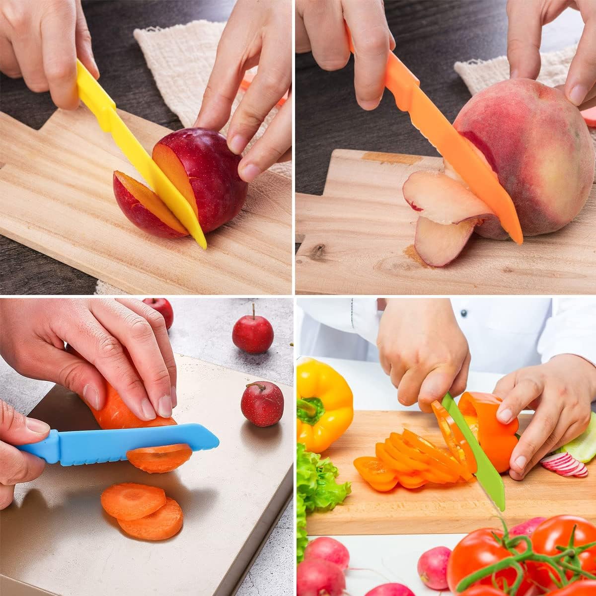 6 Pieces Plastic Fruit Knife: Food-Grade, Kid Kitchen Knife Set Safe