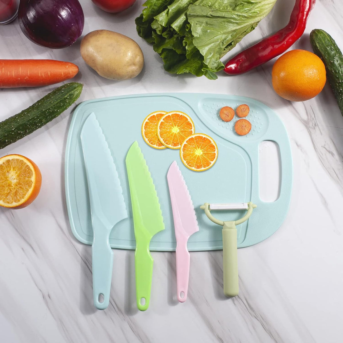 6 Pieces Plastic Fruit Knife: Food-Grade, Kid Kitchen Knife Set Safe