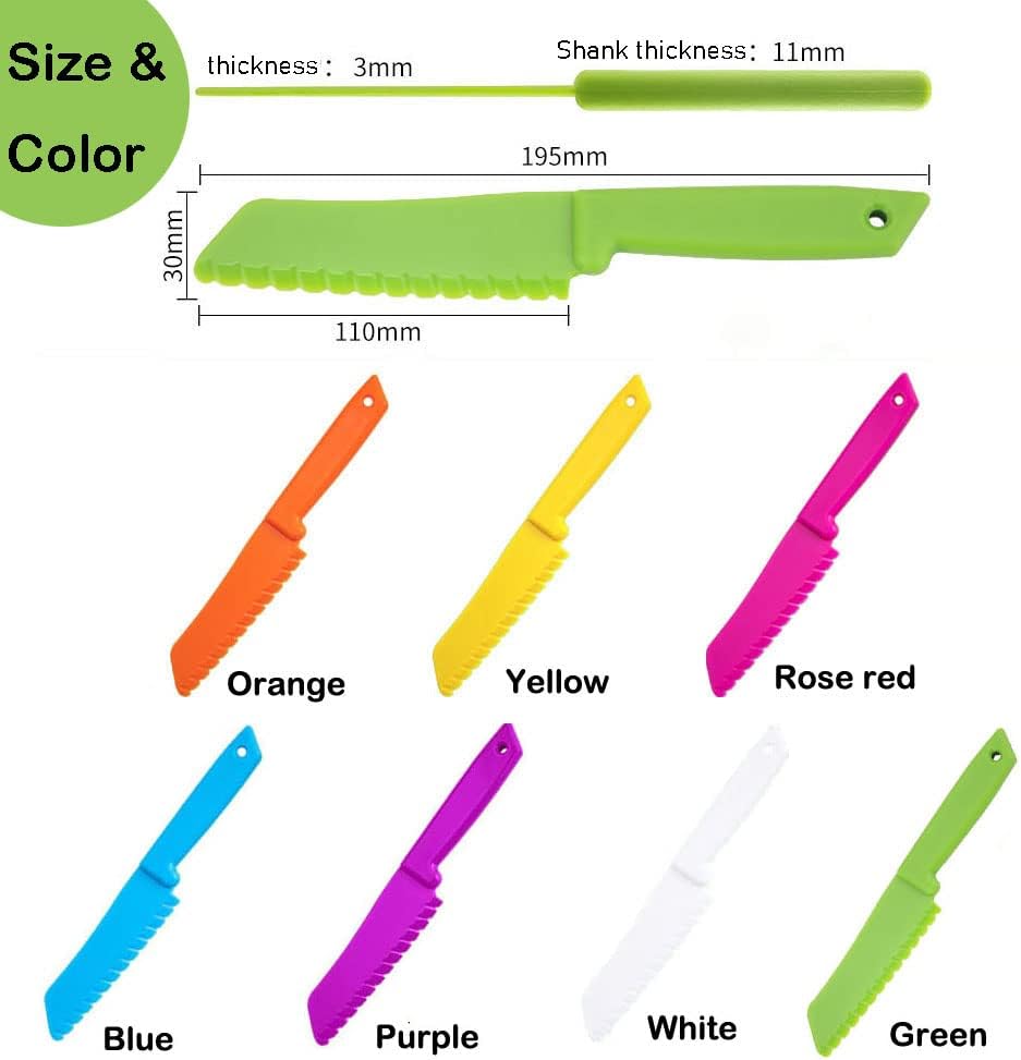 6 Pieces Plastic Fruit Knife: Food-Grade, Kid Kitchen Knife Set Safe