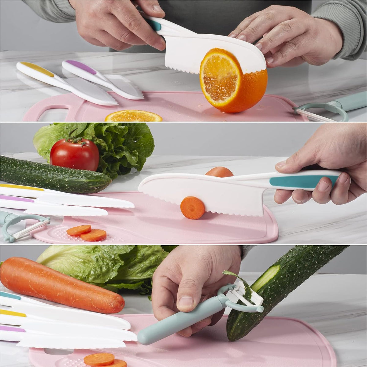 6 Pieces Plastic Fruit Knife: Food-Grade, Kid Kitchen Knife Set Safe