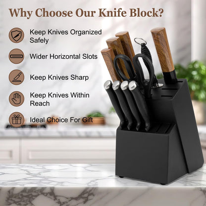 Knife Block for Kitchen Countertop - 20 Slot Universal Knife Holder with Acacia Wood, Large Knife Storage Organizer for Butcher Block, Knife Block Storage without Knives, Easy for Knife set