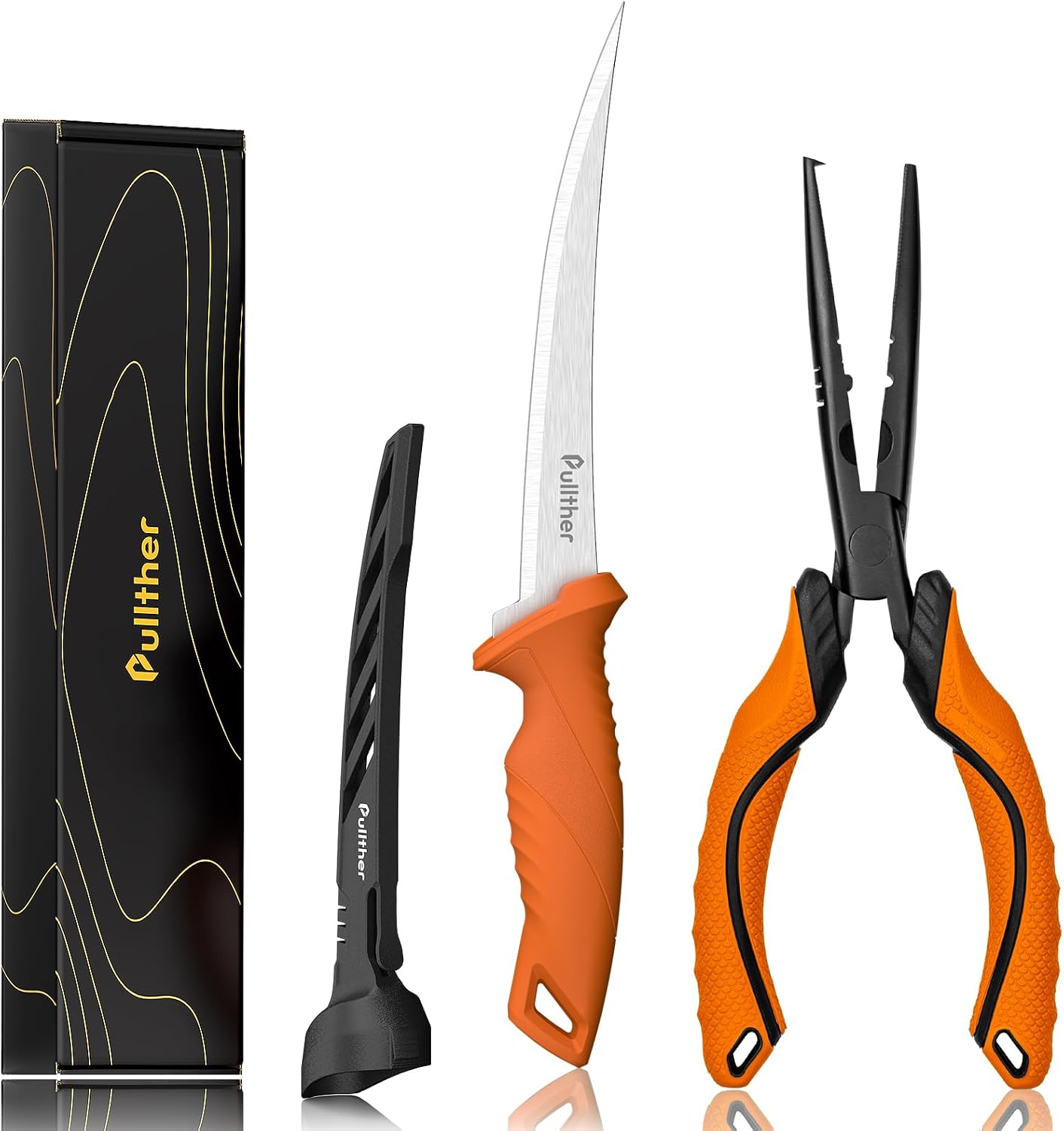 2PC Fishing Tool Kit - 7" Fillet Knife,Fishing Pliers,Multitool Hook Remover Fishing Pliers,Fishing Gear for Saltwater