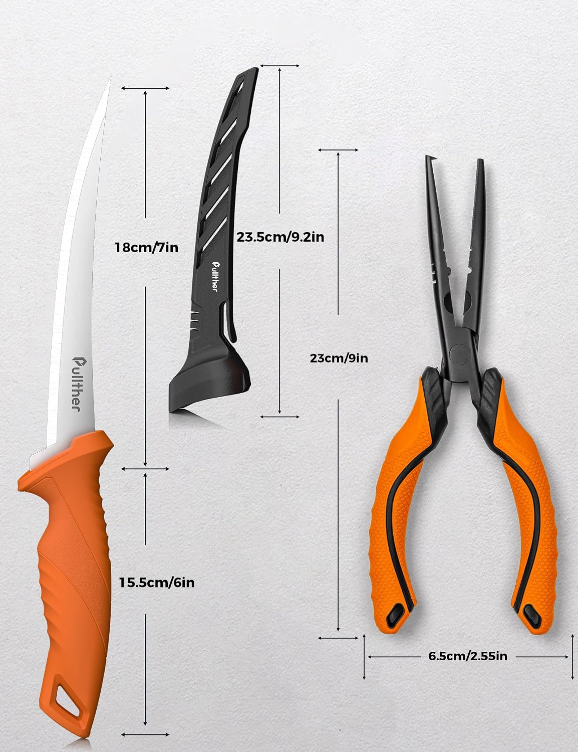 2PC Fishing Tool Kit - 7" Fillet Knife,Fishing Pliers,Multitool Hook Remover Fishing Pliers,Fishing Gear for Saltwater