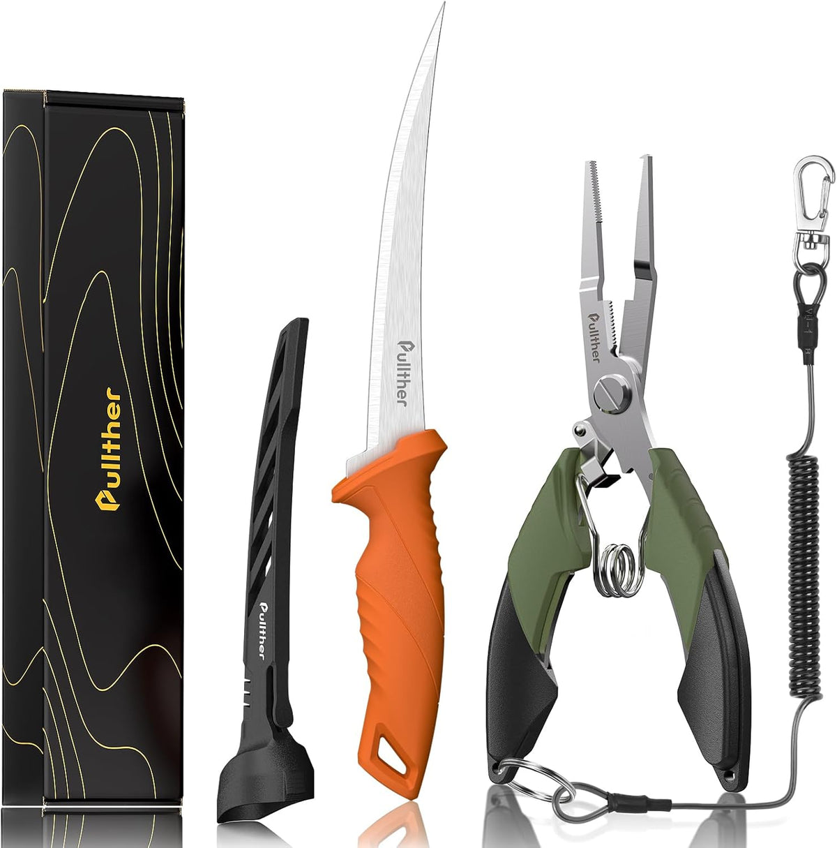 2PC Fishing Tool Kit - 7" Fillet Knife,Fishing Pliers,Multitool Hook Remover Fishing Pliers,Fishing Gear for Saltwater